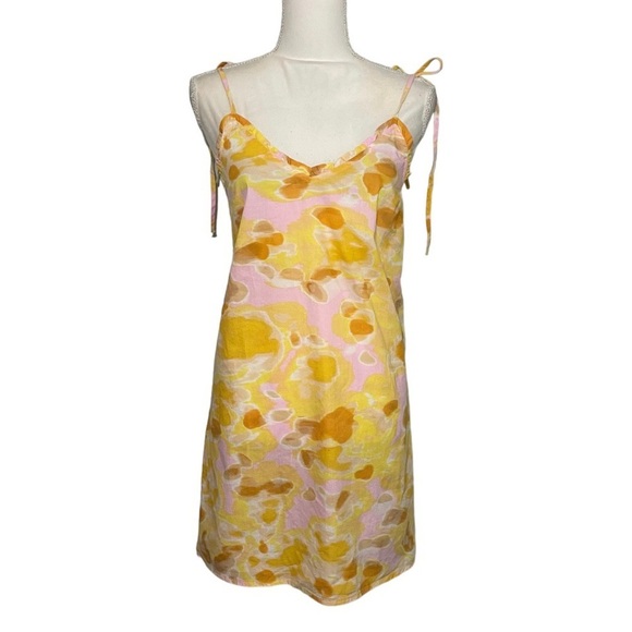 NWT Vero Moda JOA Strappy Cami Dress Parfait Pink Jolly Yellow Tie Straps New - Picture 4 of 8